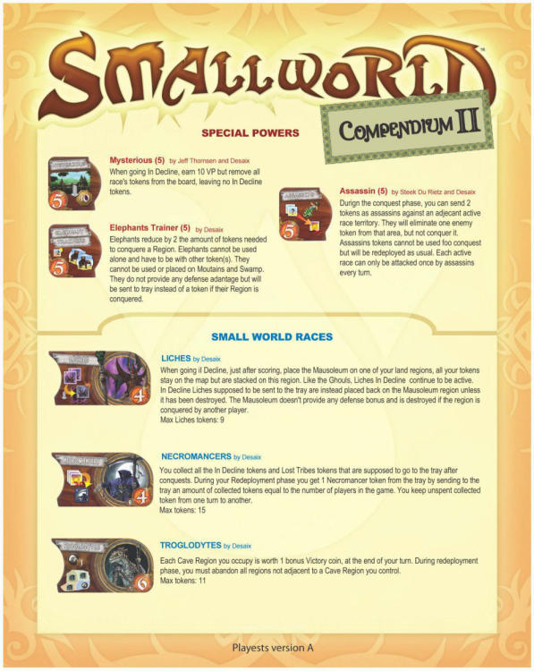 Small World Community's Compendium II (fan expansion for Small World) image 1