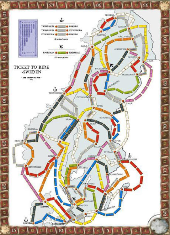 Sweden (fan expansion for Ticket to Ride) image 1